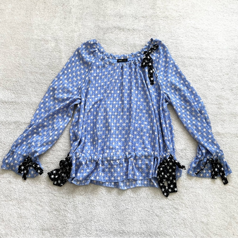 STINE GOYA MALLOW STARS TOP BLUE SIZE SMALL TRENDY CHIC CONTEMPORARY ARTSY - Picture 11 of 11